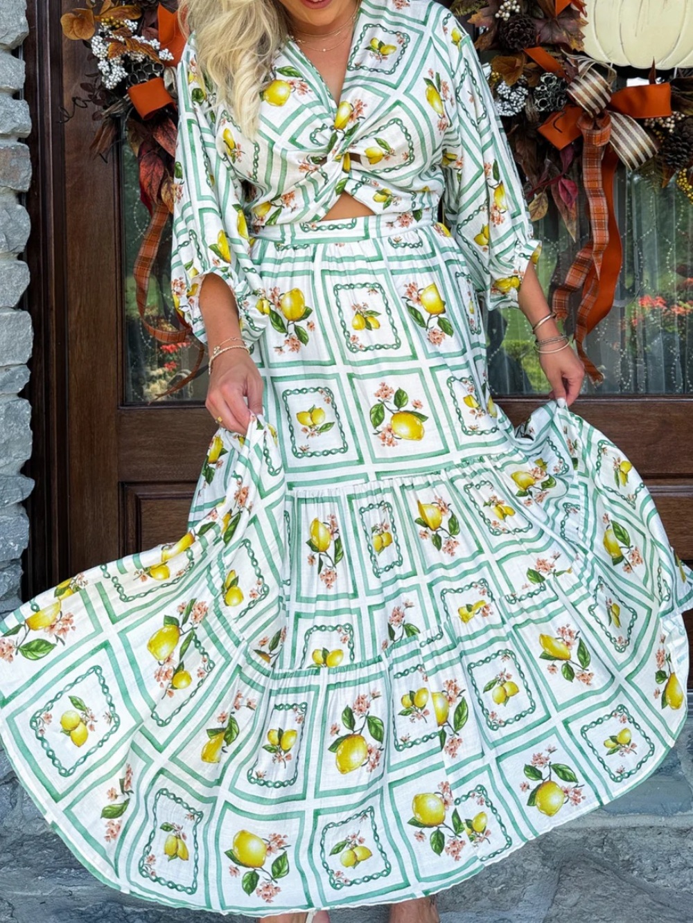 Lemon meet me in Santorini dress NWT